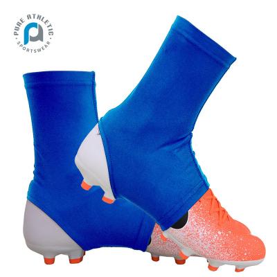 China Custom Blue Color American Football Gaiters Breathable PUR Logo Hockey Shoe Covers Covers Cuff Polyester for sale