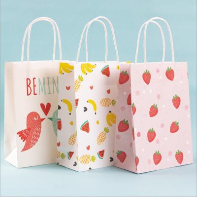 China Cartoon Design Recyclable Fruit Bag Gift Package Bags Food Baking Paper Bags For Kids for sale