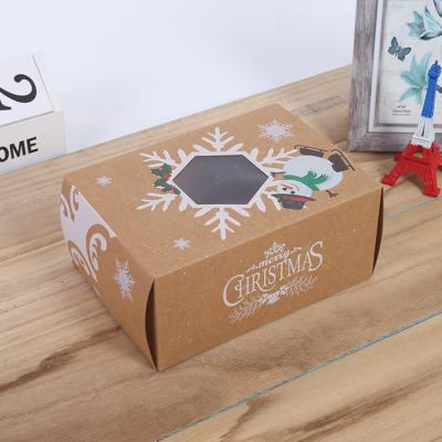 China Custom Rectangle Folding Gift Box Christmas Wrapping Food Cookie Candy Baking Box With Window for sale