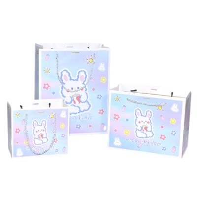 China Modern/Cute Jelly Color Cute Rabbit Cartoon Design Paper Handbag Gift Bag for sale