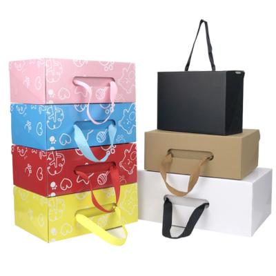 China Recycled Materials Custom Logo Folding Corrugated /Kraft Custom Paper Box Shoes Hand Box for sale