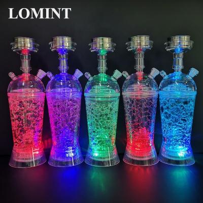 China LOMINT Style Portable Acrylic Plastic Cup Hookah Set Shisha With Led Light Colored Flash Nargile Chicha Plastic Acrylic Narguile SH823 Complete for sale