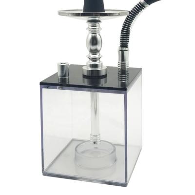 China LOMINT Square Plastic Hookah With LED Lamp Glass Tray Cheap Transparent Plastic Shisha Set Shipping And Handling - 840 for sale