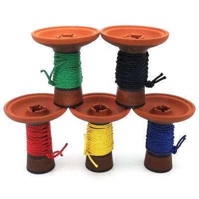 China LOMINT Clay Hookah Bowls With Colorful Red Rope 1Hole Have Large Flute Shisha Tobacco Holder Accessories OEM LM-B128 for sale