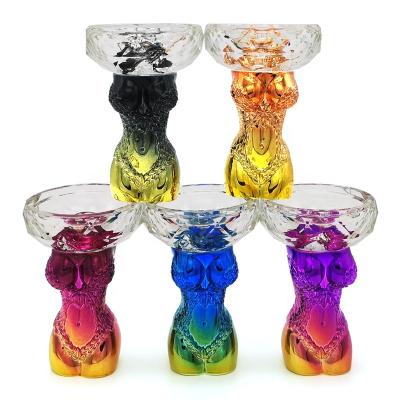 China Crystal Glass LOMINT Beauty Hookah Bowl Colorful Sexy Manufacturer Dropshipping LM-B130 Crystal Glass Shisha Accessories Diameter 75mm 90mm for sale