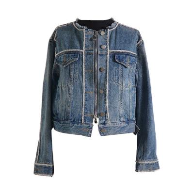 China Fashion / Soft Womens Jackets And Coats Women Fashion Denim Studs Short Ladies Jean Jacket for sale