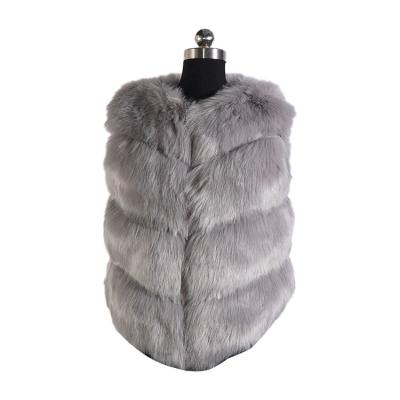 China Gray Fashion Women Jacket Windproof With Faux Fur Vest Women Jacket Sleeveless Winter Elegant Jackets for sale