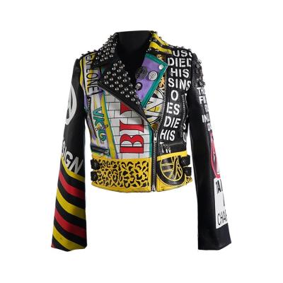 China Fashion / Soft Shuaike Popular Products Fashion PU Motorcycle Studs Women Custom Print Jackets for sale