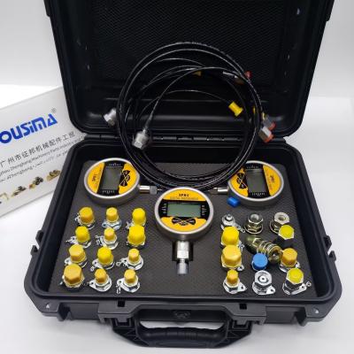 China Excavator Hydraulic Pressure Test Gauges Kit With 3 Pressure Gauges 3 Test Hoses for sale