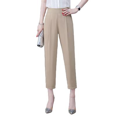 China Anti-pilling Korean 5xl pants for women summer long pants office ladies elastic waist harem pants high quality for sale