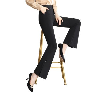 China High quality women's clothing wholesallers anti-pilling pants black celana flare long denim pants for women for sale