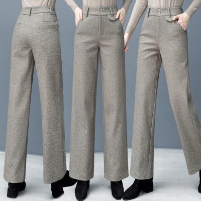 China Wholesale Customized Loose Waist Casual Elastic Wool Women Wide Leg Pants Anti-pilling for sale