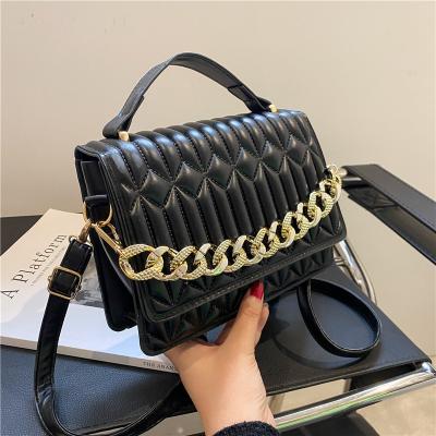 China High Quality Wholesale Solid Color Messenger Bag 2021 Alibaba Handbag Purses and Purses with Thick Chain for sale