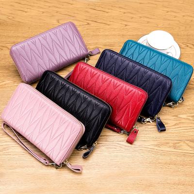 China RFID New Arrival 2022 All Match Simple Solid Color Wallet Women Leather Wallets For Women Fashionable for sale