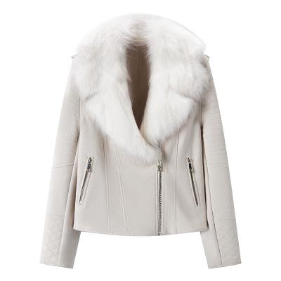 China FANCY REVERSIBLE FAUX MINK FUR ON COLLAR FAUX SUEDE COAT FOR LADY SHEARLING JACKET for sale