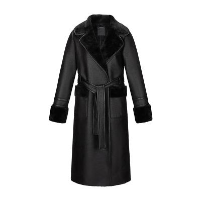 China Waterproof Women One X Long Ditch Coat With Belt Overcoat Shearling Suede Duffle Wholesale Pilot Coat for sale