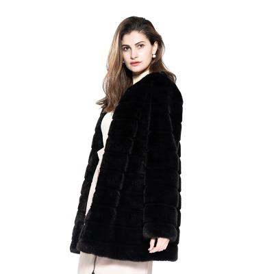 China ELEGANT LADIES CARDIGAN reversible STRIPED LONG MINK TEDDY COAT OPEN FRONT SYNTHETIC WOMEN FUR for sale