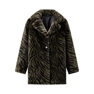 China Winter Reversible Custom Womens Clothing Wholesale Zebra Printed Faux Mink Fur Coat for sale