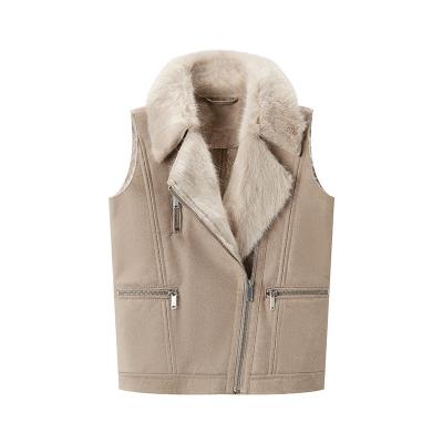 China SUSTAINABLE LADIES FAUX SUEDE BONDED JACKET WOMEN WITH FAUX FUR VEST/VEST for sale