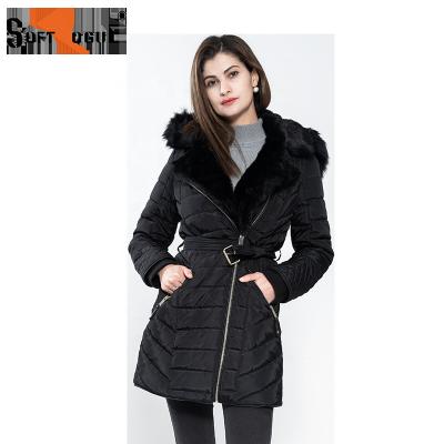 China SUSTAINABLE LADIES LONG PARKA COAT WITH FANCY FAUX FUR COLLAR for sale