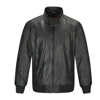 China QUICK DRY Custom Made Men's Classic PU Jacket Stand Collar Sleeve Cut Out Color Faded Leather Jacket for sale