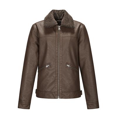 China QUICK DRY Custom Oxford texture PU moto&biker coat brown polyester filling detachable fur collar rider jacket for sale