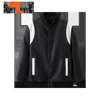 China FALL QUICK DRY CUSTOM MEN LEATHER LEATHER JACKET SEAL COLORS PU BASEBALL JACKET for sale