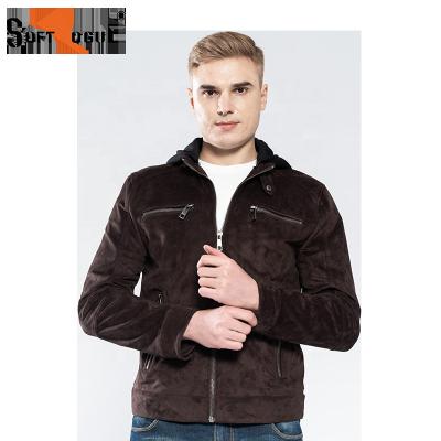 China MEN'S FAUX SUEDE JACKET waterproof WITH DETACHABLE HOOD for sale