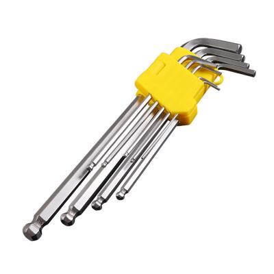 China Vanadium 9pcs Allen Key Set Hex Ball End Tool Chrome Steel Universal L - Type Hexagon Socket Wrench Service Tool for sale