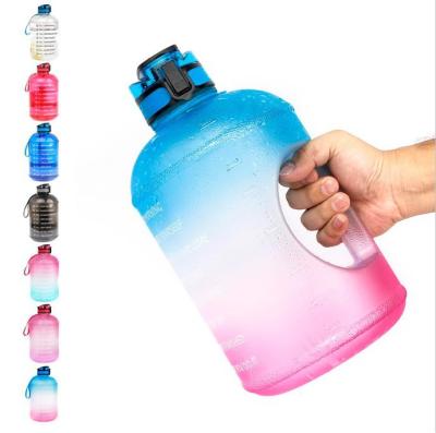 China 2021 Fitness Water Bottle Stocked Luxury Motivational Fancy Frosted Jug 1 Gallon Water Bottle With Straw for sale