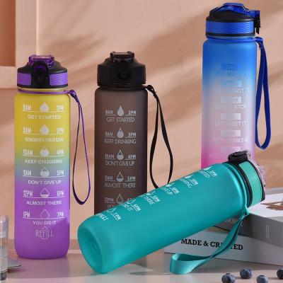 China Adults SK Material Outdoor Sports Plastic Water Bottle With Time Marker Water Space Bottle Motivational Jug With Straw for sale