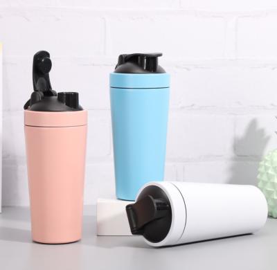 China Stocked Gym Workout Protein Shaker Bottle Mixer Stainless Steel Insulated Shaker Bottle With Mixer Ball for sale