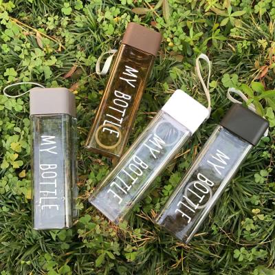 China Viable custom transparent plastic water bottle, cheap clear frosted square water bottle for sale