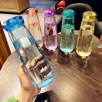 China 2021 Viable Cute Color Gemstone Diamond Drinking Glass Cupblinged Crysta Water Bottle for sale