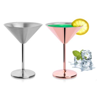 China PORTABLE Stylish Heavy Cocktail Glass Rose Gold Mirror Style Stainless Steel Martini Cups Goblet for sale