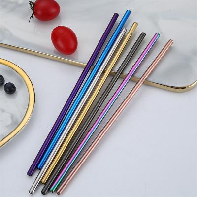 China Amazon Stocked Hot Selling Colorful Reusable Stainless Steel Drinking Straws Set With Cleaning Brush for sale