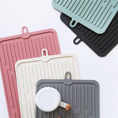 China Durable 44.8*20cm Janpan Style Durable 44.8*20cm Rectangle Drain Pad Kitchen Countertop Silicone Dish Drying Mat for sale