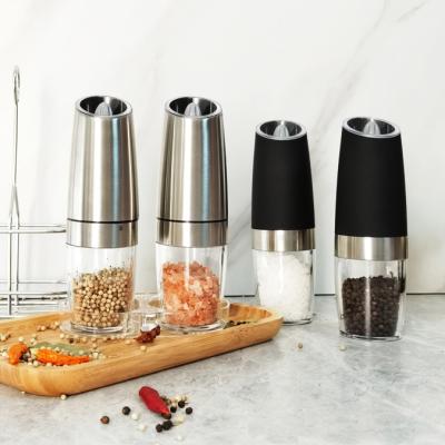 China Viable Electric Automatic Gravity Salt Pepper Grinder Mill Stainless Steel Salt Pepper Shaker Spice Grinder Bottle for sale