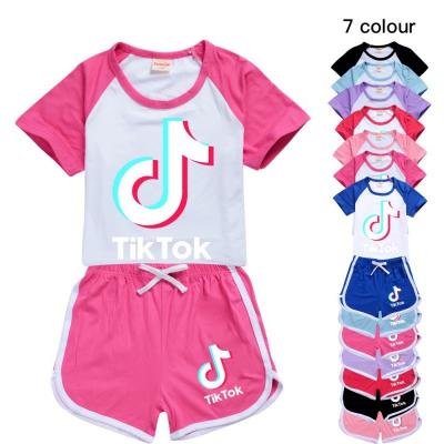 China 2022 casual TikTok summer hot child suits boys and girls summer T-shirt girls casual clothes and shorts two-piece sets for sale