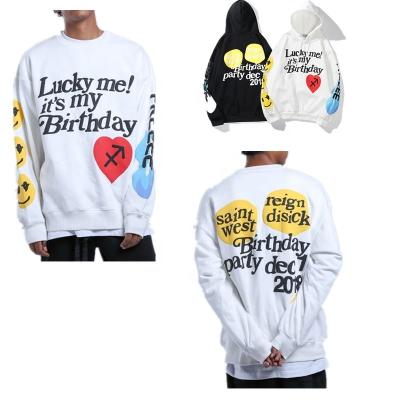 China hot sale custom printed loose hoodie men streetwear cotton face Anti-wrinkle hoodie hip hops loving smiley basics sweatshirts for sale