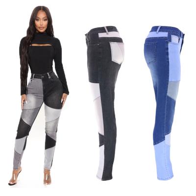 China New Fashion Breathable Streetwear Pants Block Slim Color Tight Pencil Plus Size Women Jeans for sale