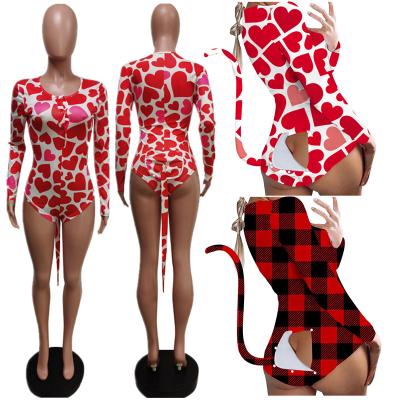 China QUICK DRY San Valentines Day Onsies Pajamas With Tail Fin Sleepwear One Piece Pajamas With Tail Onesie Women for sale