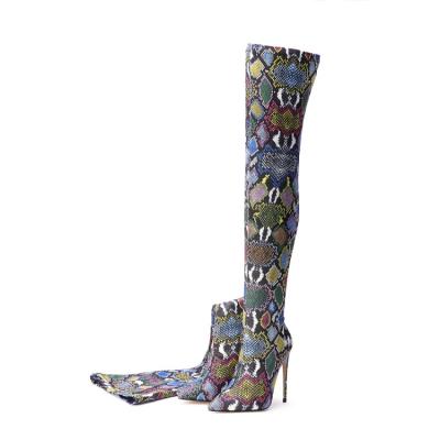 China Snakeskin Fashion Botas Largas Stiletto Heel Anti-Slippery Thigh Long Over The Knee High Boots For Women for sale