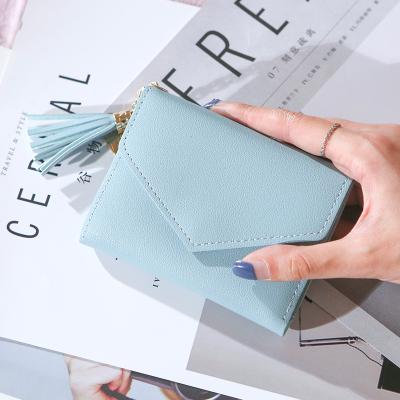 China 2020 Eco-Friendly New Customize Designer 8 Colors Tassel Pendant Latch PU Leather Wallet Women for sale