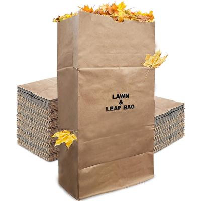 China Recycled Materials Customized Biodegradable Lawn Leaf Bags Brown Paper Bag Leaf Lawn Grass Garden Paper Bag for sale