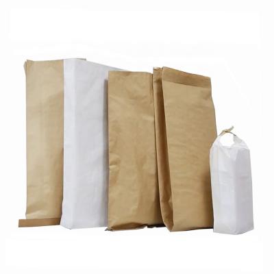 China Recycled Materials Food Use Bonded Pinch Mouth Paper Sack Trapezoidal Bottom Open Melt Flour Paper Hot Bags for sale