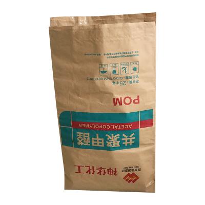 China Multi Materials Wall Recycled Bag 3 Layers 25 Kg Pinch Bottom Hot Melt Glue Bonded Kraft Paper Bag With PE Liner for sale