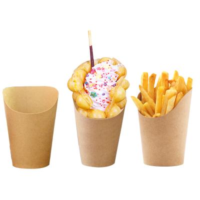 China Recycled Materials Food Grade Disposable Eco-friendly Cheap French Fries Box Scoop Paper Cups French Potato Chips Holder Box for sale