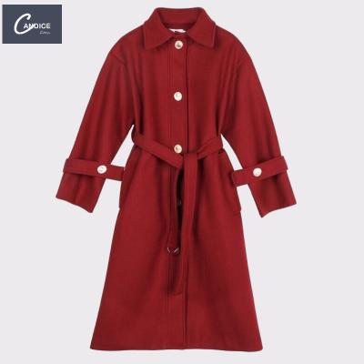 China Candice Korean Style Anti-wrinkle Plus Size Woolen Trench Coat Elegant Women Thick Winter Long Overcoat for sale