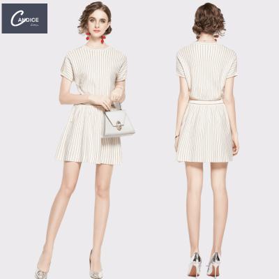 China New Anti-Static Wholesale Fashion Design Sweater Top With Skirt Knitted Sweater Dress for sale